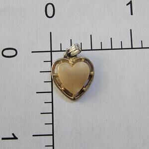 Vintage Heart Pendant Charm With Cream Cabochon Inset Openwork Frame Silver Tone